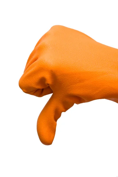 Hand with rubber glove — Stock Photo, Image