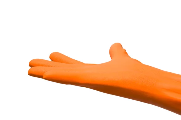 Открытая рука с резиновой перчаткой — стоковое фото