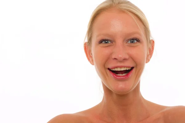 Jovem bela mulher caucasiana sorrindo — Fotografia de Stock