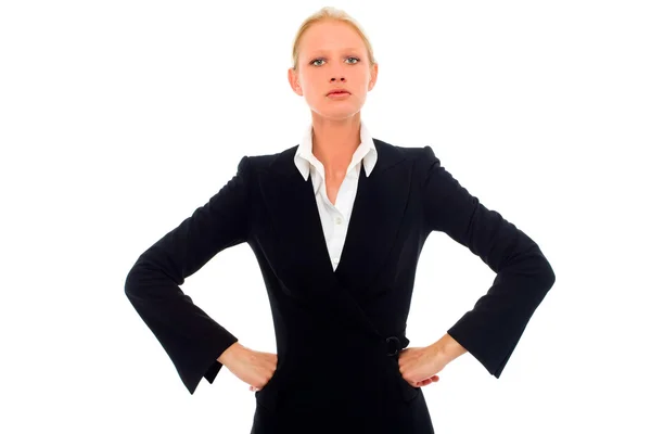 Businesswoman with aggressive air wearing a jacket — Stock Photo, Image