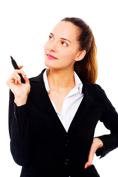 Junge Geschäftsfrau hält einen Markierstift in der Hand — Stockfoto