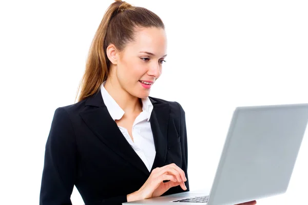 Young businesswoman with laptop — Stock Photo, Image
