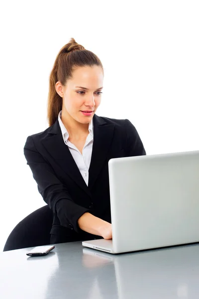 Young businesswoman with laptop — Stock Photo, Image