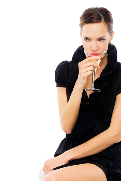 Elegant young woman drinking a cocktail — Stock Photo, Image