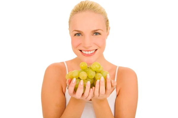 Woman with white grape — Stock Photo, Image