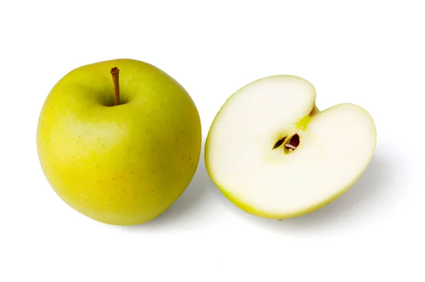 Cheia e meia maçã amarela — Fotografia de Stock