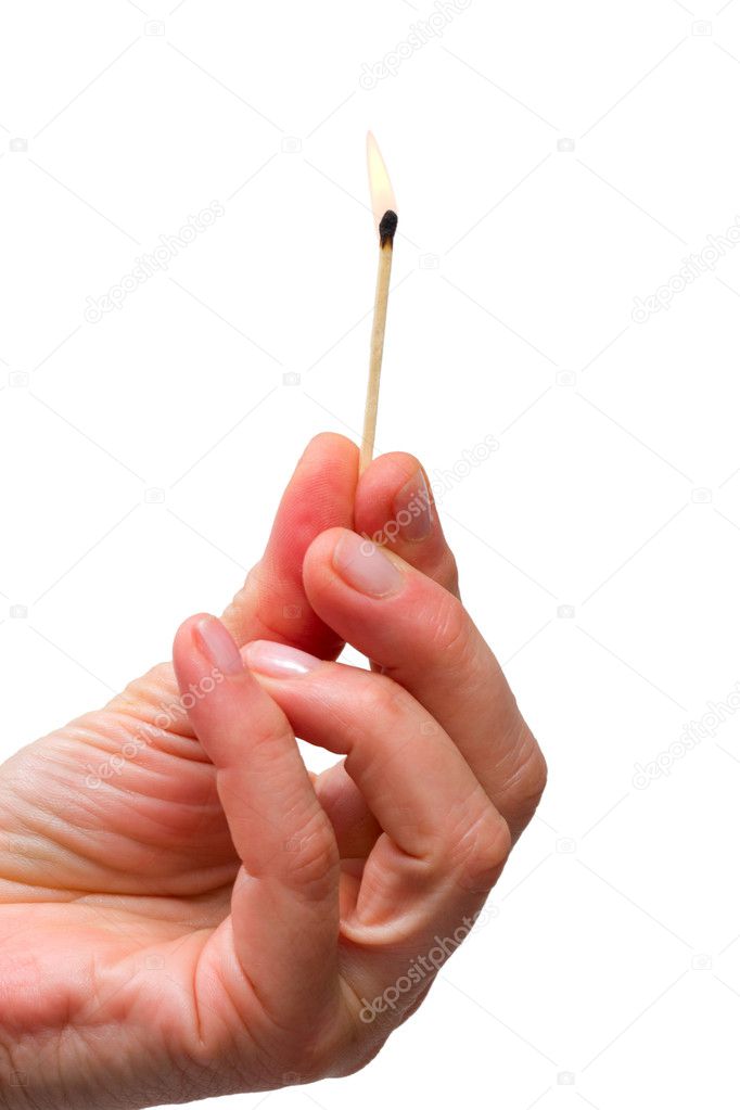 Hand holding a matchstick