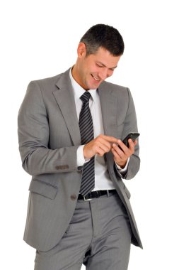 Businessman with mobile phone clipart