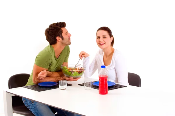Par som äter lunch — Stockfoto
