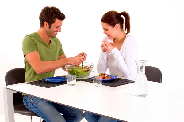 Par som äter lunch — Stockfoto