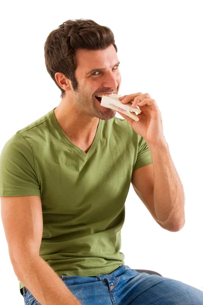 サンドイッチを食べてる男 — ストック写真