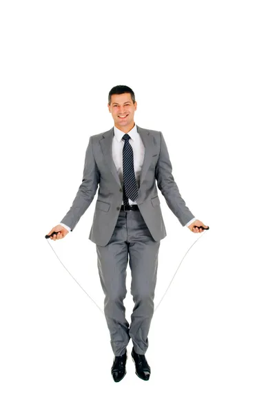 Homme d'affaires saut à la corde — Photo