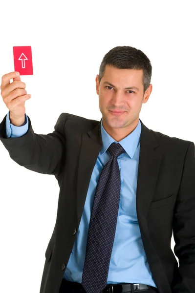 Podnikatel s červenou kartu — Stock fotografie