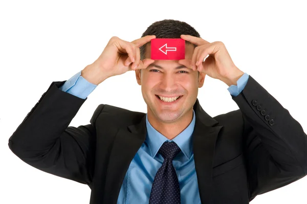 "Uomo d'affari con un cartellino rosso — Foto Stock