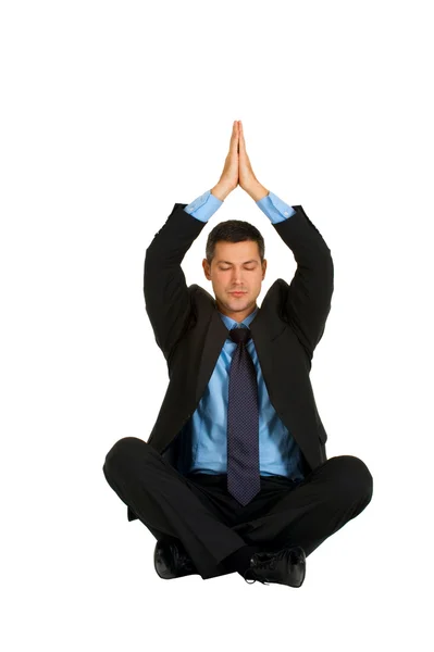 Homme d'affaires pratique le yoga — Photo