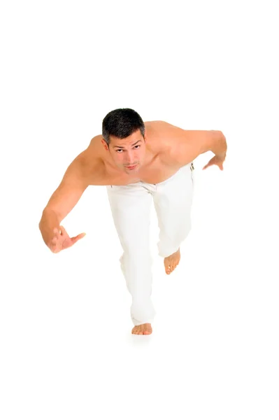 Γυμνός-chested άνθρωπος στο ξεκινώντας πλέγμα — Φωτογραφία Αρχείου