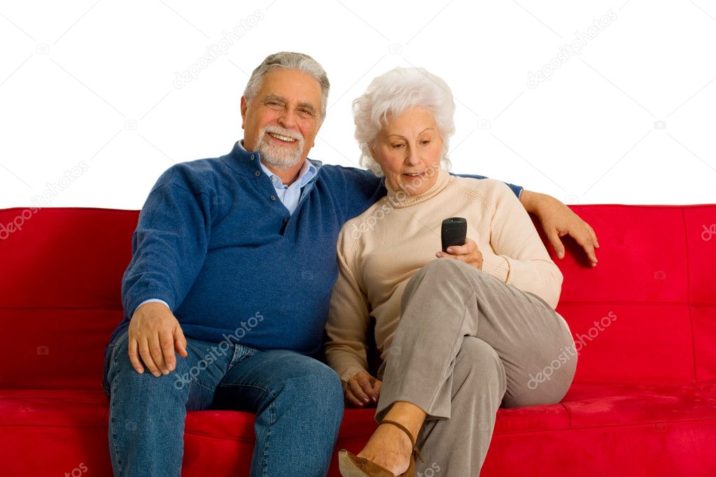 Elderly couple on the sofa