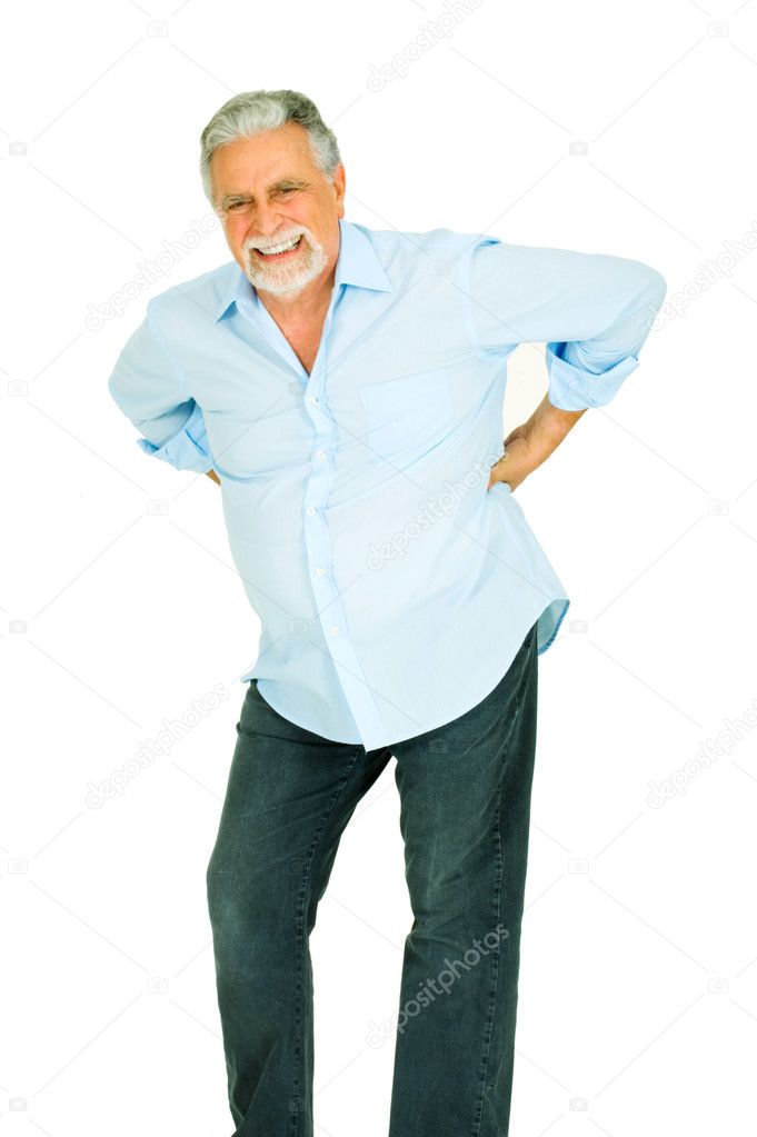Old man with back pain — Stock Photo © Ambrophoto #5005900