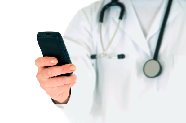 Médico com celular — Fotografia de Stock