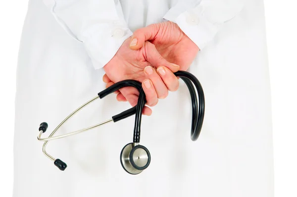 Tillbaka läkare med stetoskop — Stockfoto