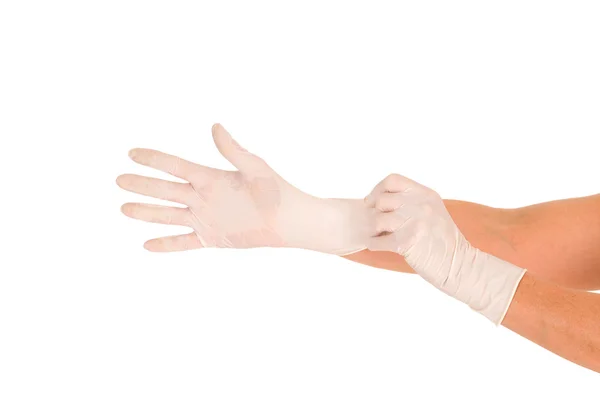 Lateks eldiven ile el — Stok fotoğraf