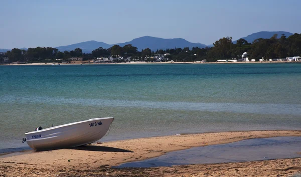 Lonely Boat Beach Hammamet Tunisia — Stock Photo, Image