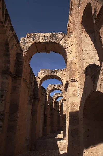 Részlet Romok Római Colosseum Djem Tunézia — Stock Fotó