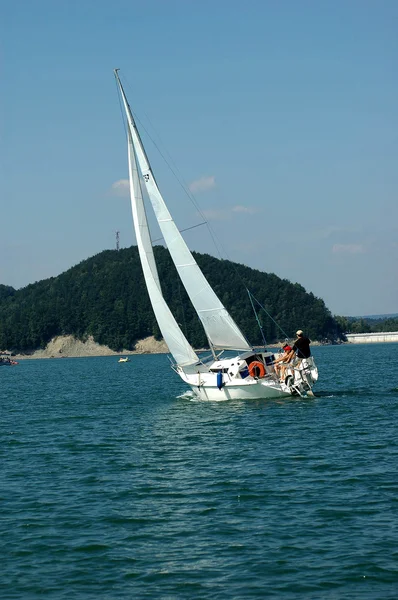 Sailing Solina Lake Poland Stock Image