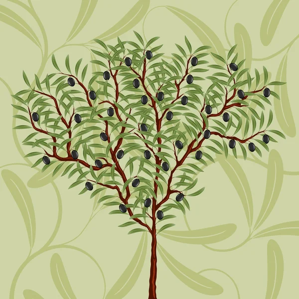 Λουλουδάτο μοτίβο με ένα δέντρο ελιάς — Διανυσματικό Αρχείο