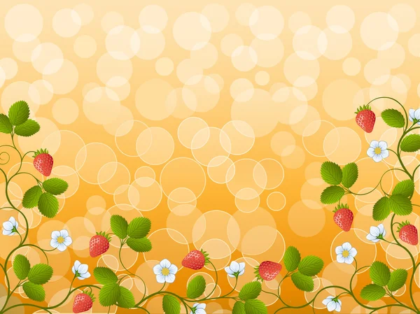 Floraler Hintergrund Mit Einer Erdbeere — Stockvektor