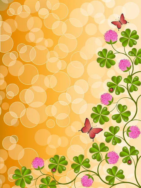 Floraler Hintergrund mit Kleeblatt — Stockvektor