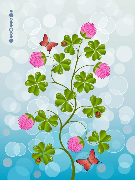与三叶草的花卉背景 矢量插画 — 图库矢量图片
