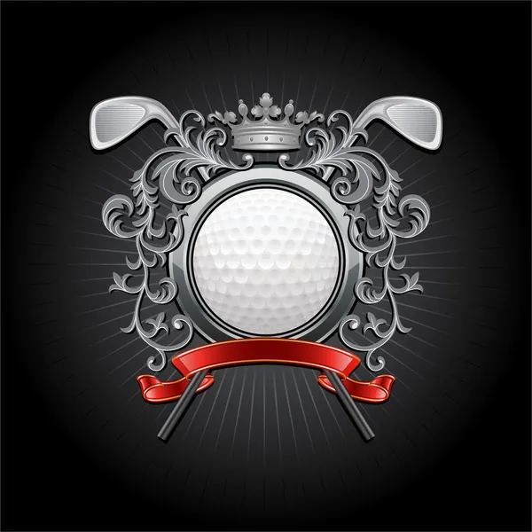 ゴルフ ボールとパターを持つ腕のエンバク ベクトル図 — ストックベクタ