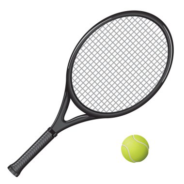 Isolated image of a tennis racket and ball