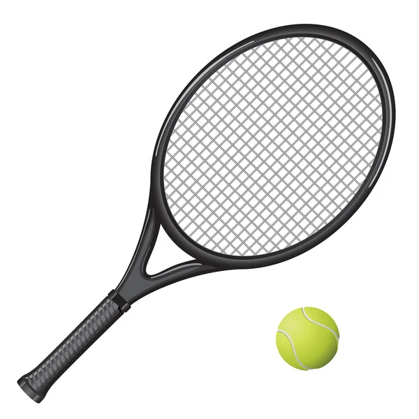 Immagine isolata di una racchetta da tennis e di una palla — Vettoriale Stock