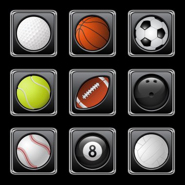 Sports balls icons clipart