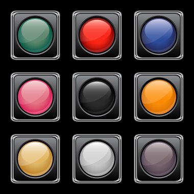 Glossy buttons set clipart