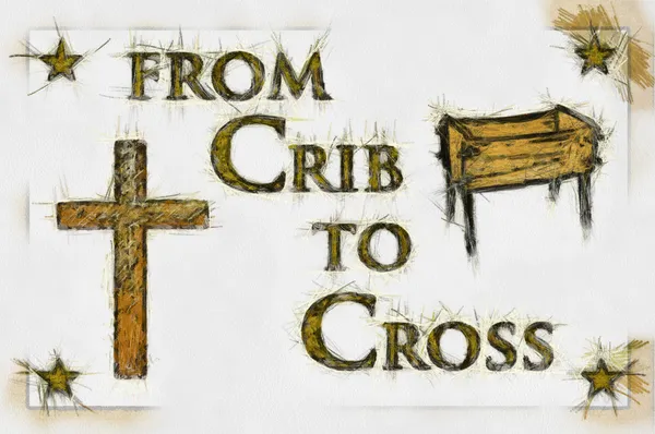 Cuna para cruzar el arte cristiano (dibujo de línea ) —  Fotos de Stock