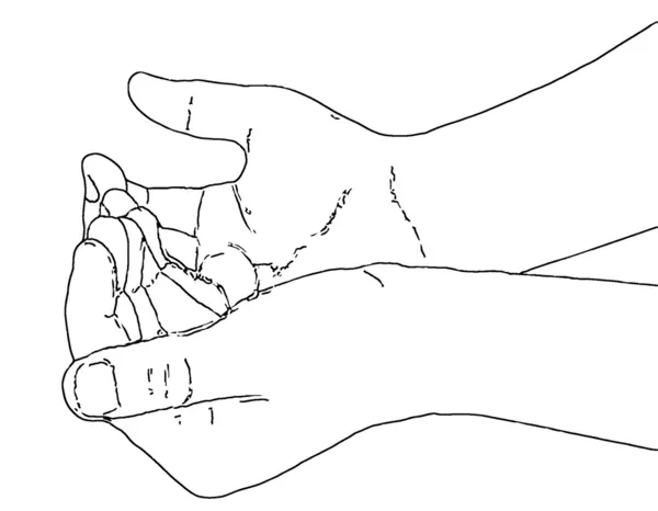 Bettelnde Hände (Umrisszeichnung) — Stockfoto