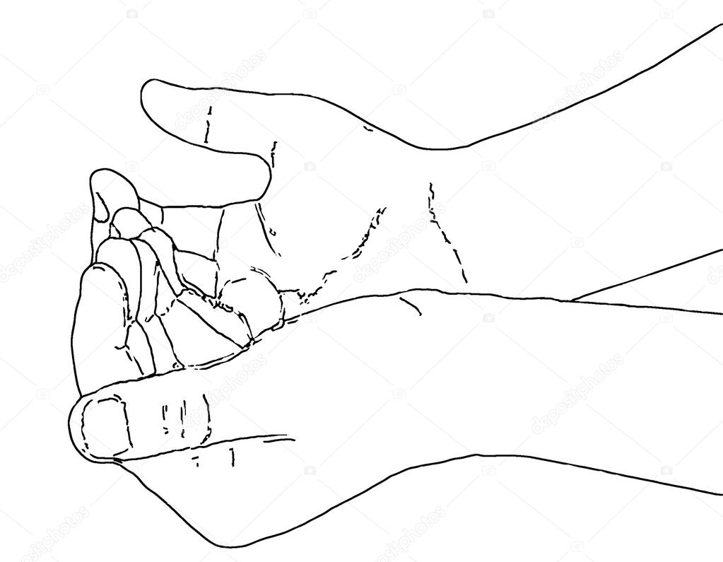 Begging hands (Outline Drawing)