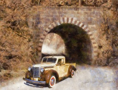 Vintage cars (oil painting) clipart