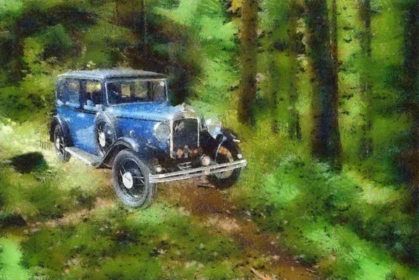 Carros antigos (pintura a óleo ) — Fotografia de Stock