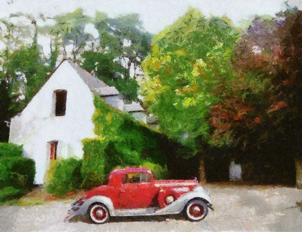 Carros antigos (pintura a óleo ) — Fotografia de Stock