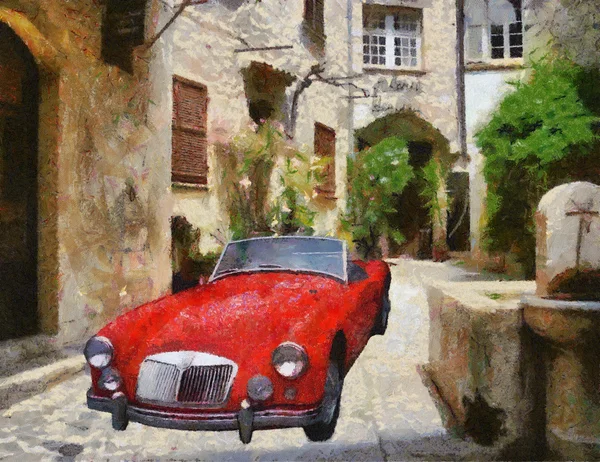 Auto d'epoca (pittura ad olio ) — Foto Stock
