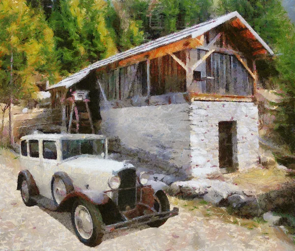 stock image Vintage cars (oil painting)