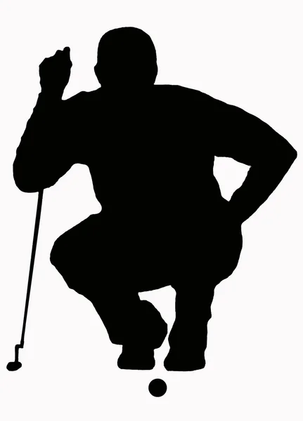 Silueta del deporte - golfista apresto levanta — Stockfoto