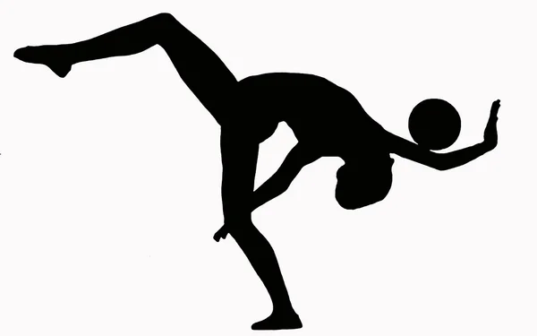 Spor siluet - jimnastikçi kat rutin — Stok fotoğraf