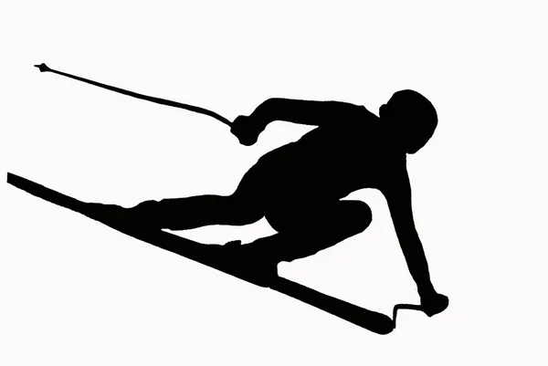 Spor siluet - hız kayakçı — Stok fotoğraf
