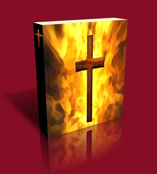 Libro / caja 3D Burning Cross (rojo ) —  Fotos de Stock