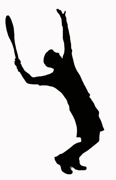 Sport silhouette - tennisspeler bedienen — Stockfoto